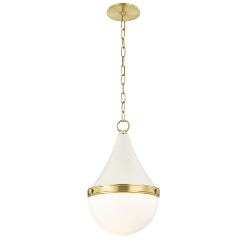 1 - Light Aged Brass Single Pendant, Soft Cream, 18" H x 11.75" W x 11.75" D