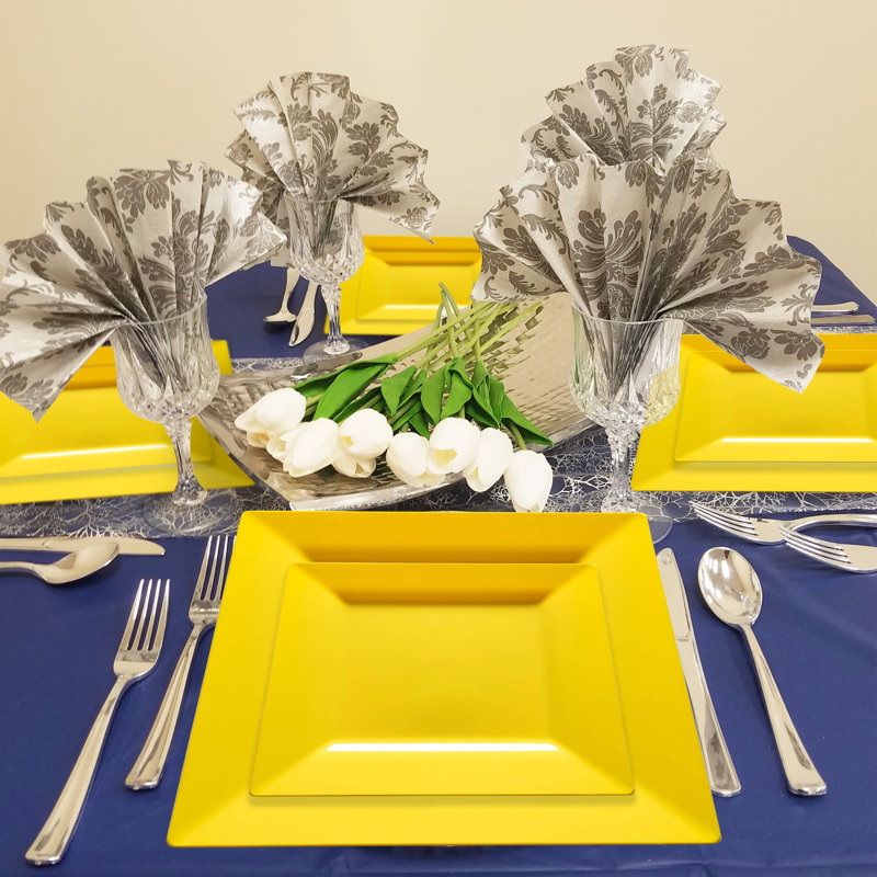 Yellow Square Plastic Dinnerware Value Set - 120 Sets