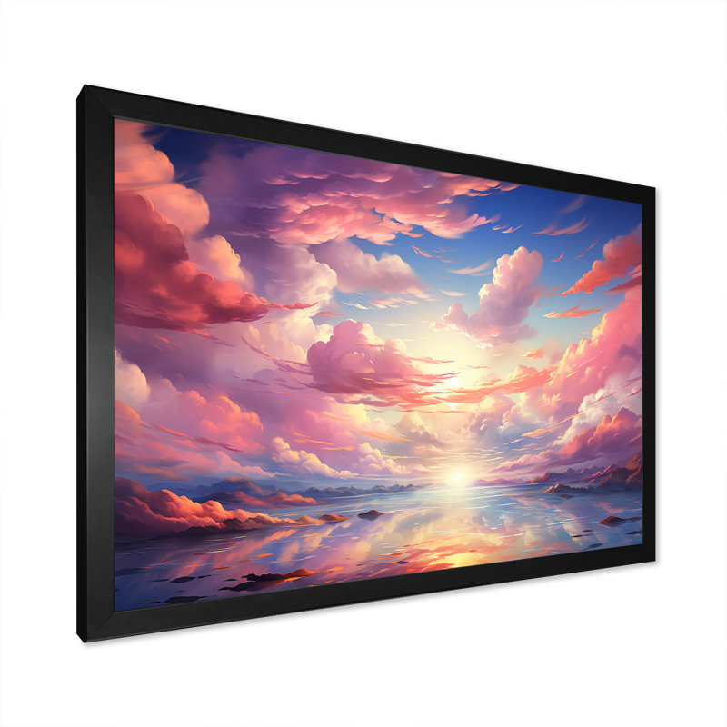 Kawaii Landscape Clouds - Clouds, reproduction d'art sur toile, H 30 po x l 40 po x P 1,5 po, Cadre photo noir