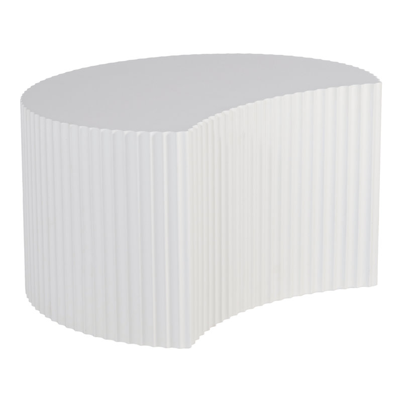 Ensemble de table basse ronde cannelée Zane 3 pièces, Blanc