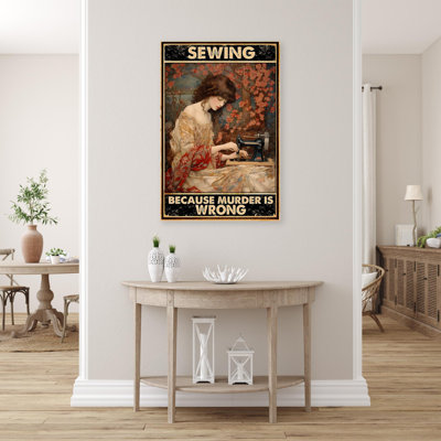 «Woman Sewing - 1 pièce», reproduction d'art graphique sur toile tendue