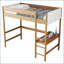 Lit mezzanine simple avec bureau, tête de lit et pied de lit rembourrés Boucle avec échelle, garde-corps de sécurité