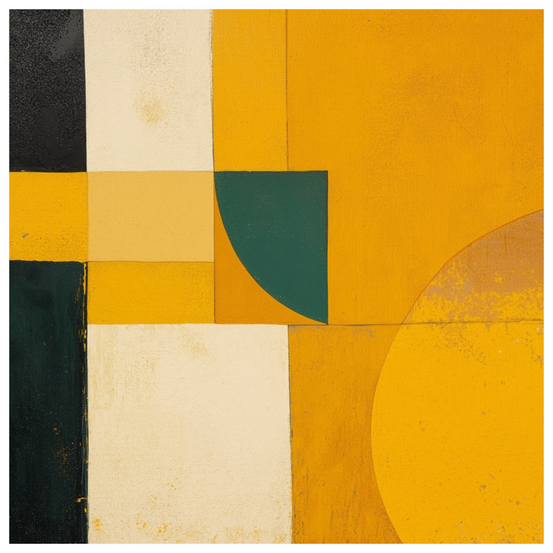 Édredon jaune à motif géométrique abstrait, Grand lit