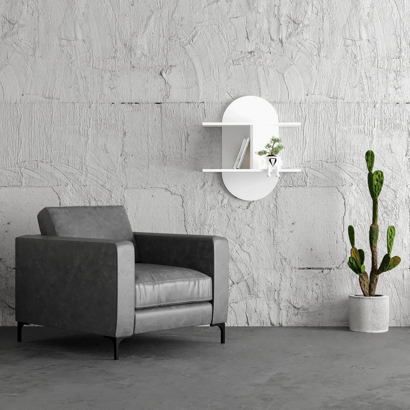 Tablette flottante ovale 2 pièces Vanatta, Blanc