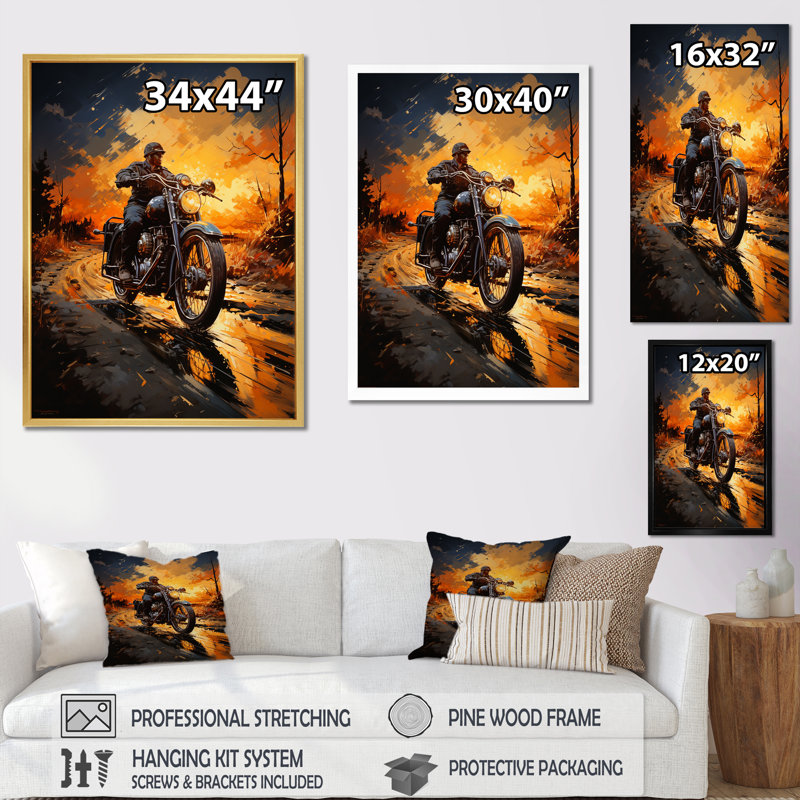 Yellow Dirt Bike Adventure I, Cadre flottant noir, H 40 po x l 30 po