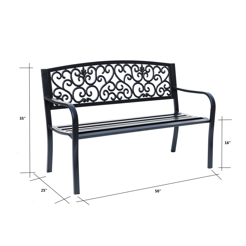 Iron Symphony - Banc de jardin en acier et fonte, Noir
