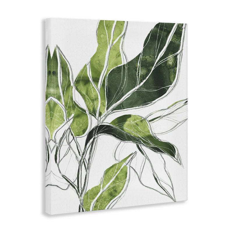 Motif de lignes vert palmier expressif, H 48 po x l 36 po