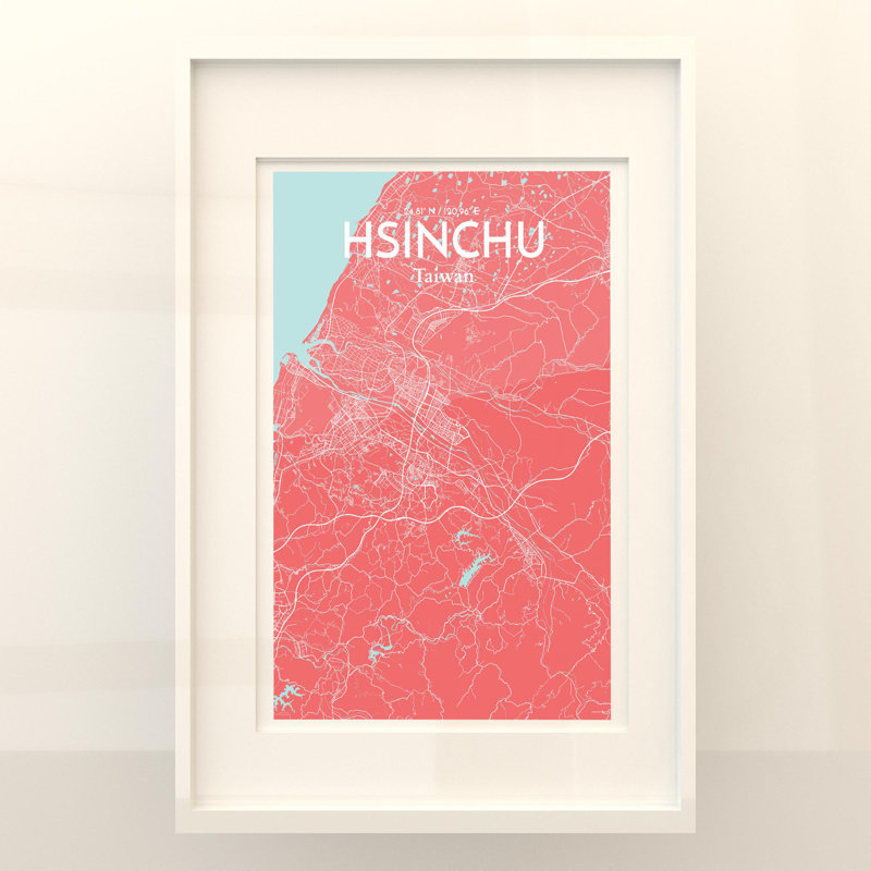Hsinchu City Map In Maritime - No Frame Print, 36cm H x 24cm W x 0.05cm D