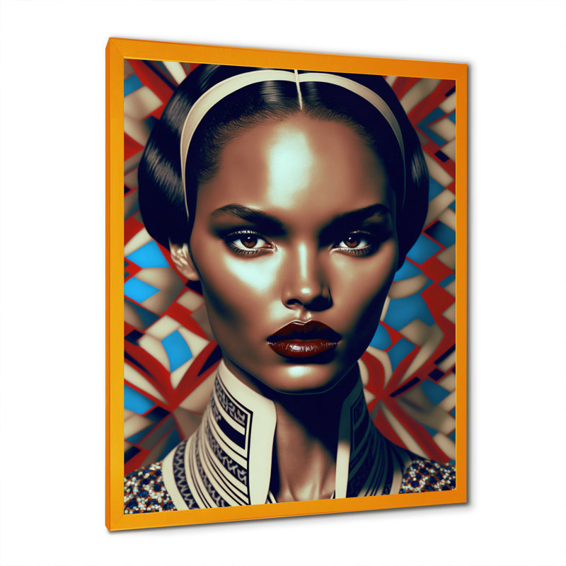 «Classy Portrait of Elegant African Lady I», reproduction sur toile, H 20 po x l 12 po x P 1 po, Encadrement doré