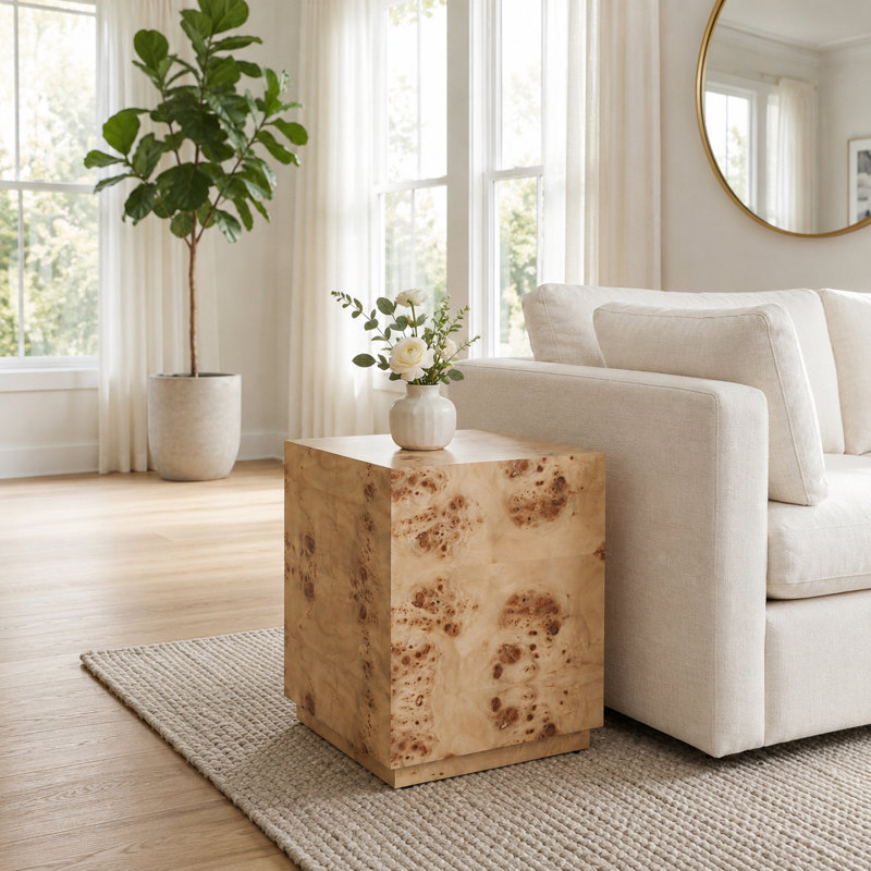Table d'appoint en bois - Table d'appoint carrée pour la maison, le bureau, la chambre à coucher et le salon - brun clair 21 po