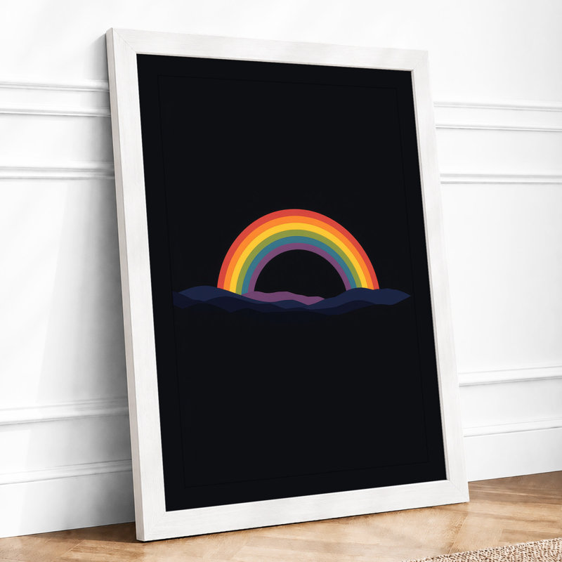 Neon Rainbow Light Modern - Framed Print, A4 - 29.7 x 21.0 cm, White
