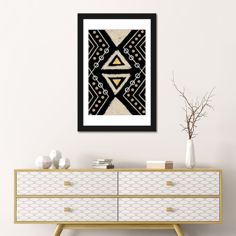 « motif i », impression sur toile, Papier d'art encadré noir, Blanc, H 32 po x l 24 po x P 1 po