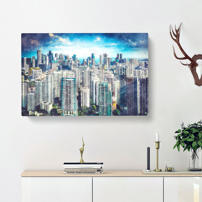 Singapore Skyline Painting - Wrapped Canvas, 35cm H x 50cm W x 3cm D
