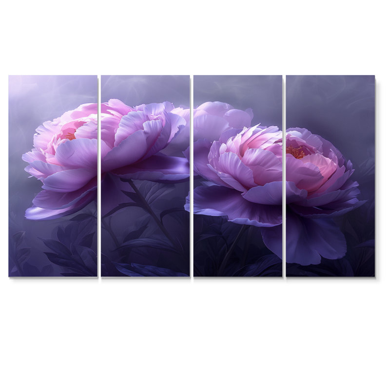 Solene - pivoines, ensemble d'art sur toile, H 32 po x l 64 po