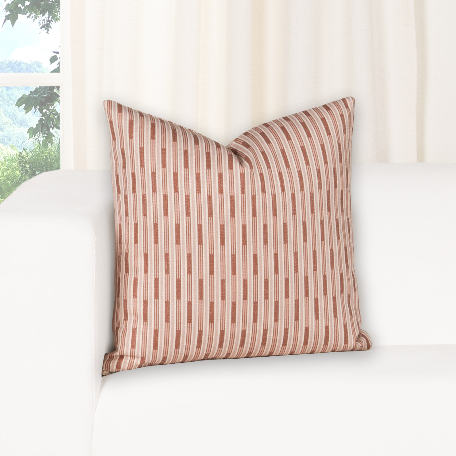 Benton Stripe Accent Pillow, Polyester, Square 18", Red