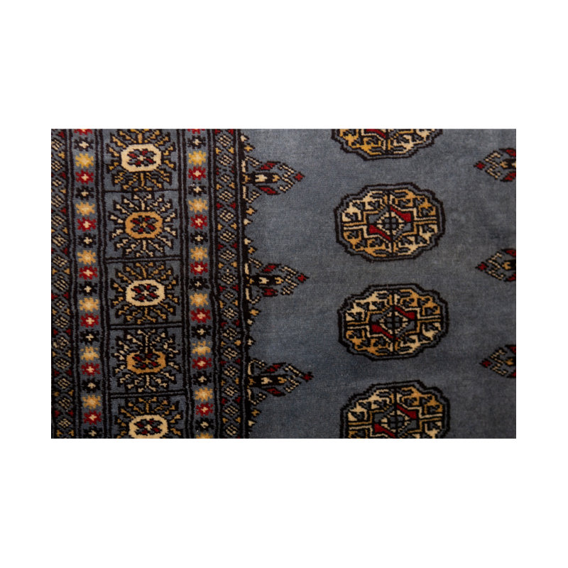 Wool Oriental Area Rug in Beige/Matte Blue/Red