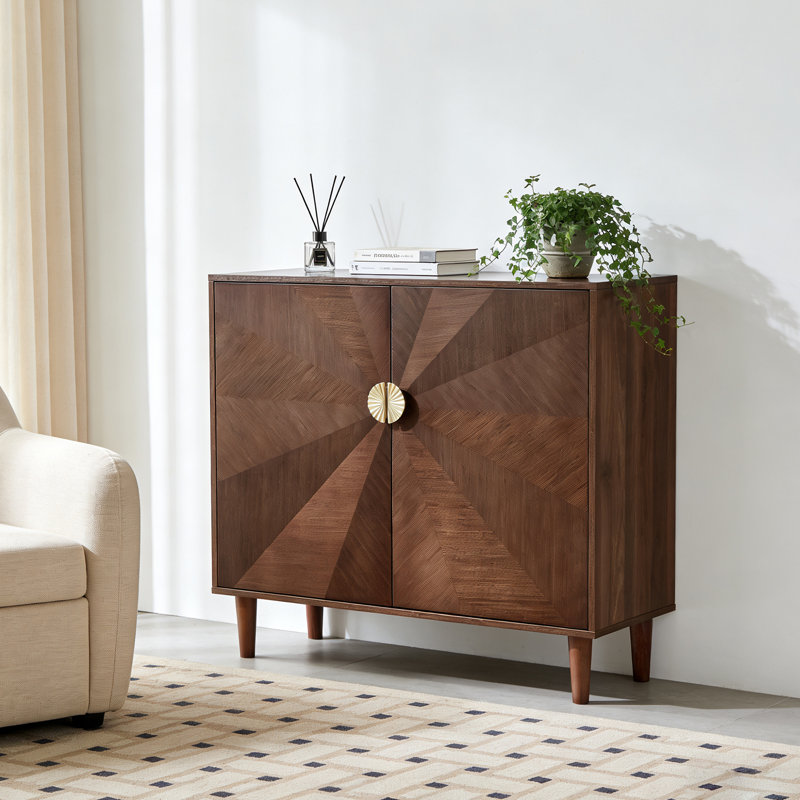 Buffetcabinet With Storage,39.4"large Kitchen Sideboard Cabinet With 2 Doors And Shelves,mid-century Wood Coffee Bar For Dining Room,walnut
