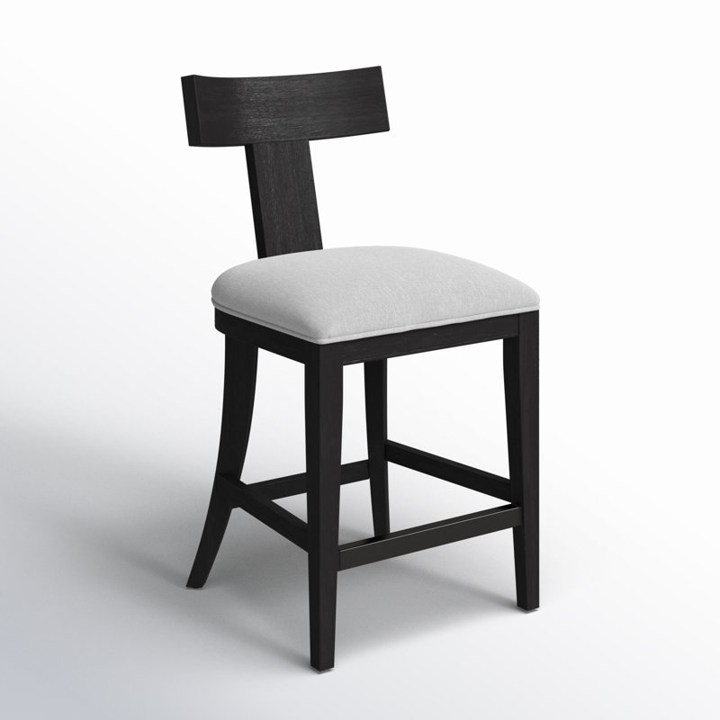 Yasmina Upholstered Counter Stool with Solid Wood Frame, Charcoal Black