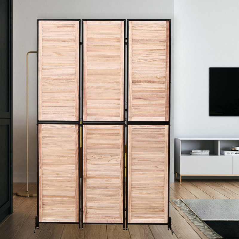 Cloison 3 panneaux en bois massif l 44 po x H 70 po Malena