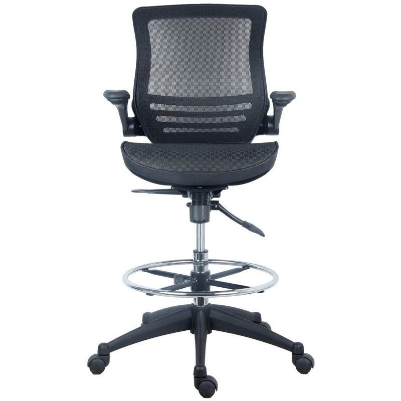 Clementina Heavy Duty Mid-Back Mesh Drafting Chair, Black