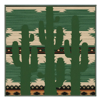 Washable Saguaro Cactus Southwestern Area Rug