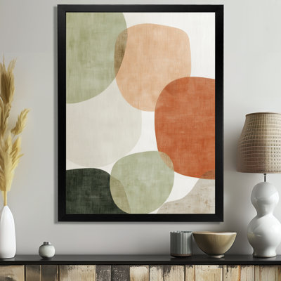 Orange Minimalism With Simple Shapes Of Green - Minimalism Wall Art, Orange Minimalist Canvas Print