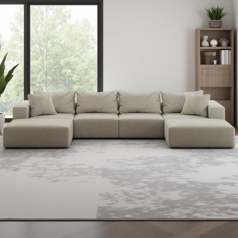 Oversized Sponge Cloud Sofa,Modern Upholstered Sectional Sofa Couch Set,Modular 162" L Shaped Sectional Living Room Sofa Set With 6 Pillows