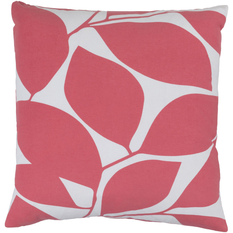 Coussin en coton Koval, Rose vif / Gris clair, H 22 po x l 22 po x P 4 po