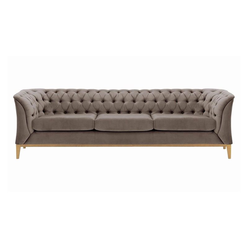 Burnham Velvet 3 Seater Sofa, Light Brown