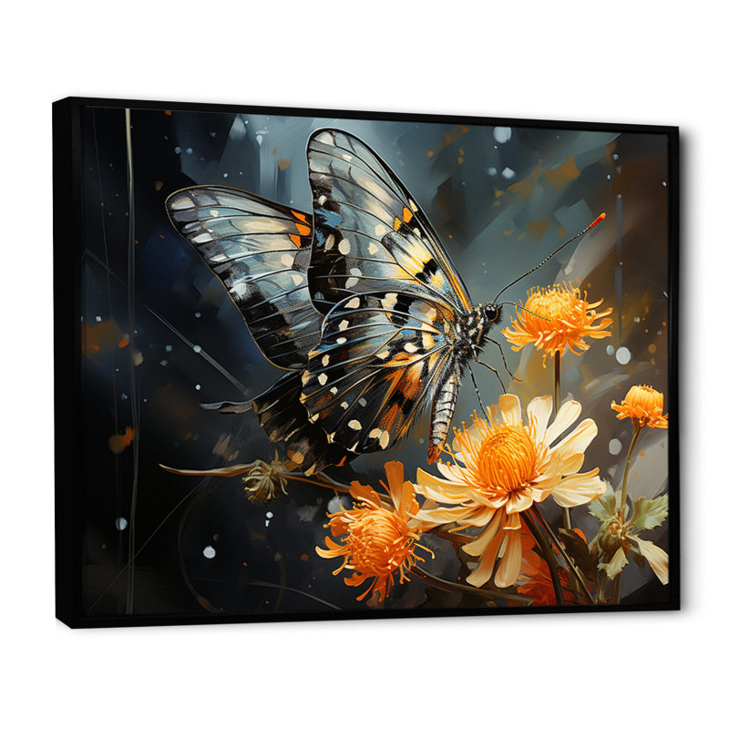 «Yellow Yellow Butterfly Haven», reproduction sur toile encadrée, 24" H x 32" W, Cadre flottant noir