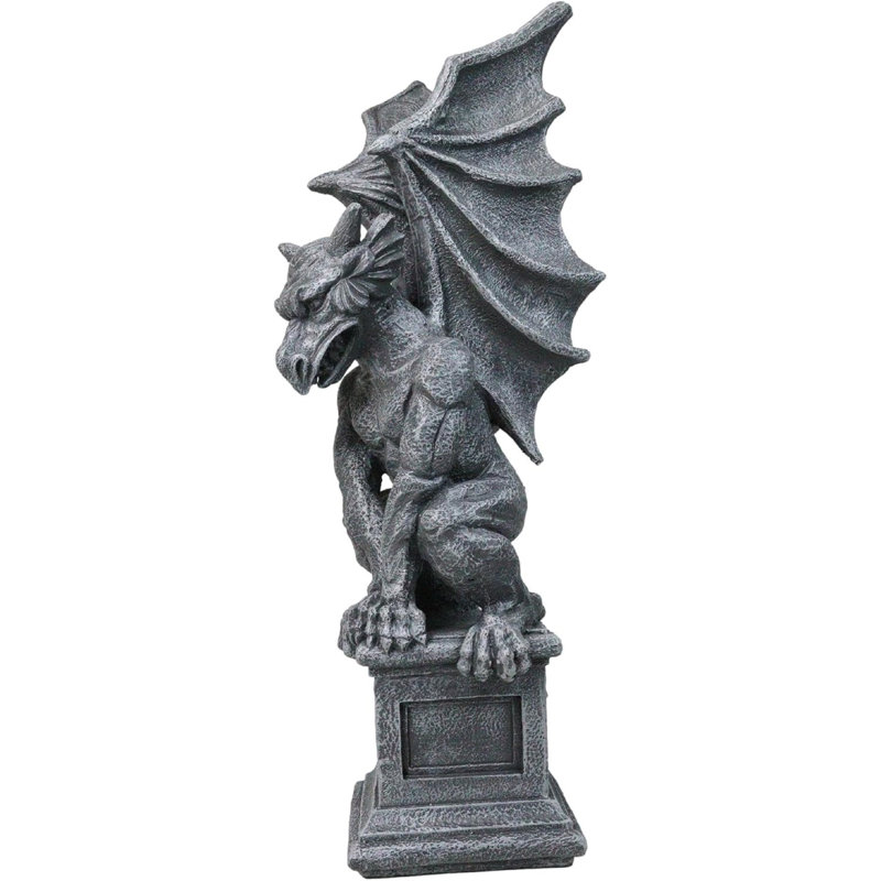 Grande figurine gargouille sur piédestal gothique de 17 po H