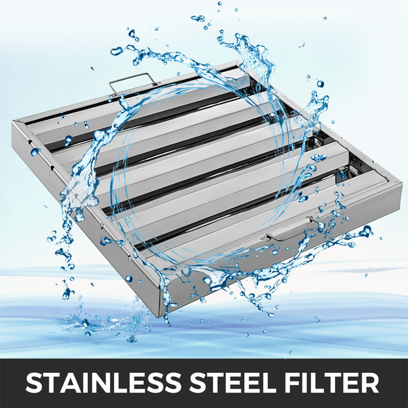 VEVOR Stainless Steel 0.01 CFM Range Hood with Baffle Filter, 25" H x 20" W x 2" D