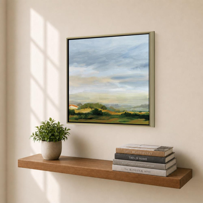 "Home Away from Home" par Pamela Munger - impression sur toile, H 30 po x l 30 po, Cadre flottant biseauté, Champagne