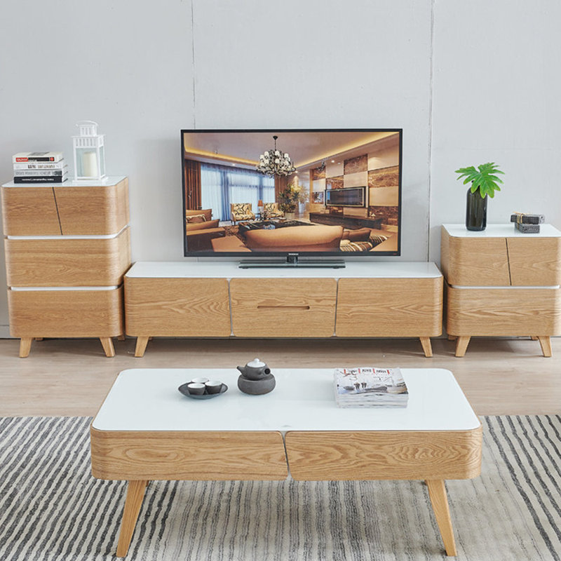 Meuble télé avec rangement en verre trempé