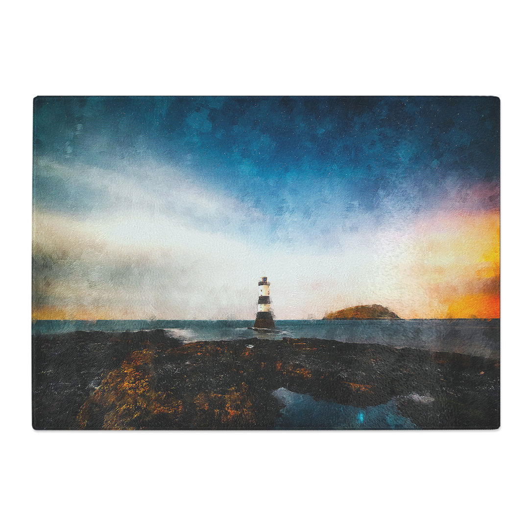 Tempered Glass Lighthouse & Seascape at Dusk Chopping Board