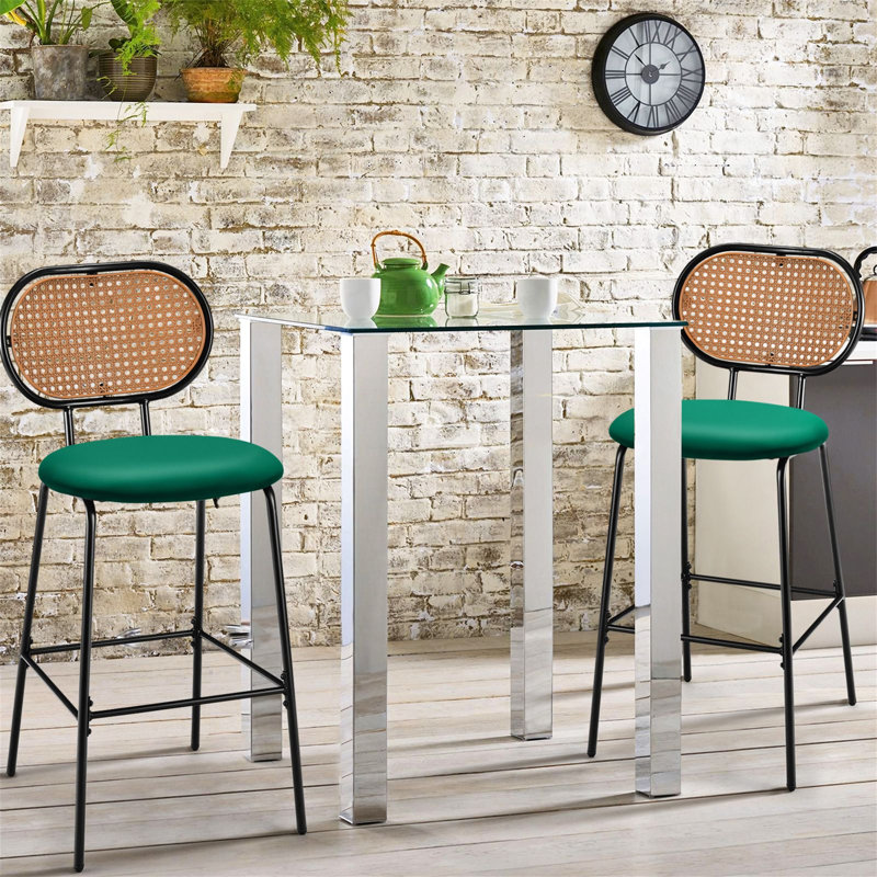Counter Stool with Metal Frame, Green