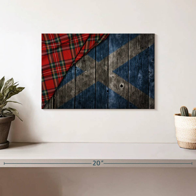 Kilt de Borges et drapeau écossais, H 8 po x l 12 po
