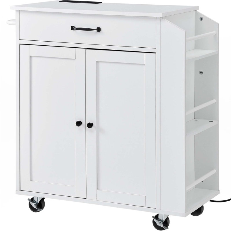 Armoire de rangement sur roulettes avec station de charge pour îlot de cuisine