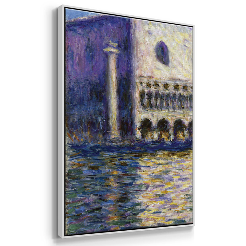 Monet - 3 pièces, reproduction encadrée sur toile, H 24 po x l 48 po x P 2 po, Cadre blanc
