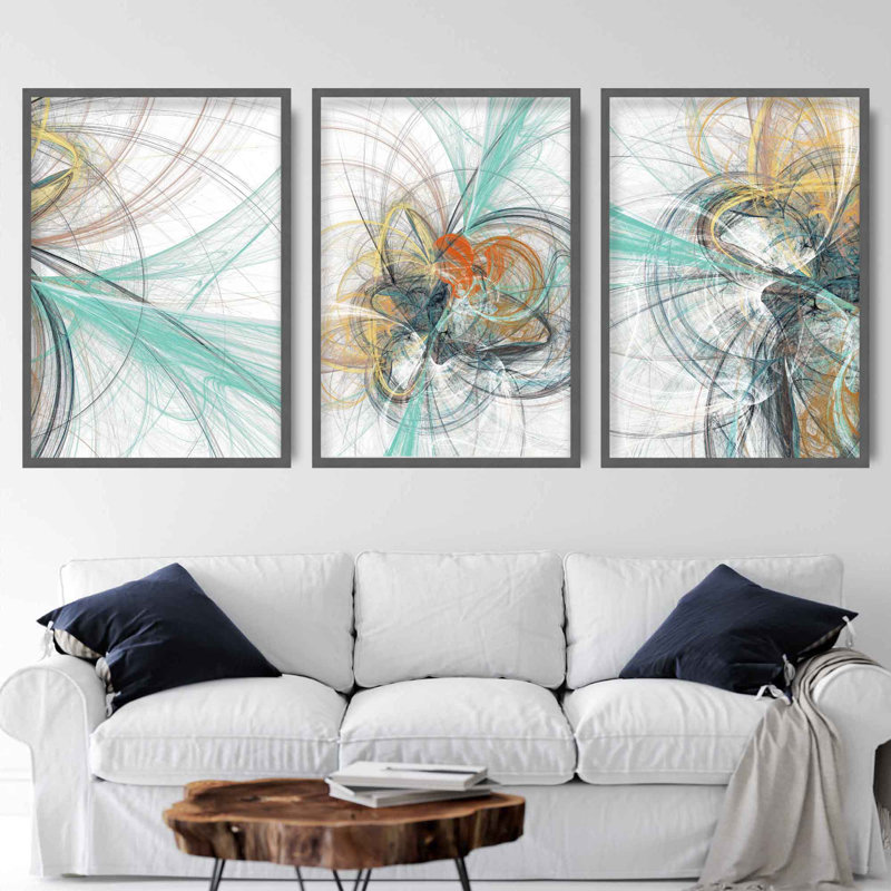 Sunday Afternoon - 3 Piece Single Picture Frame Painting, Grey Framed, 43cm H x 33cm W 