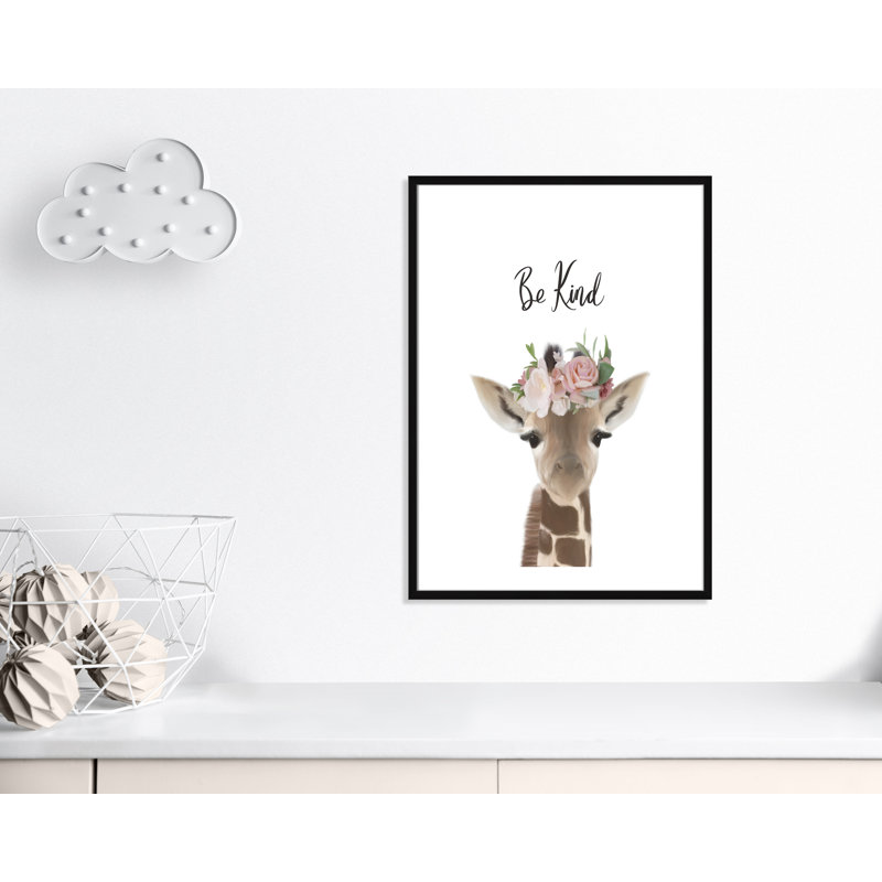 Floral Giraffe Be Kind, 35.5" H x 25.5" W x 1.19" D