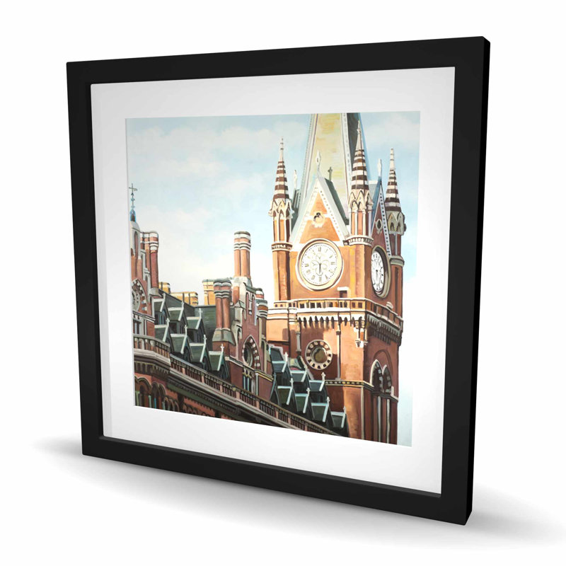 St-pancras Station London - Hyperrealist, reproduction encadrée bleue