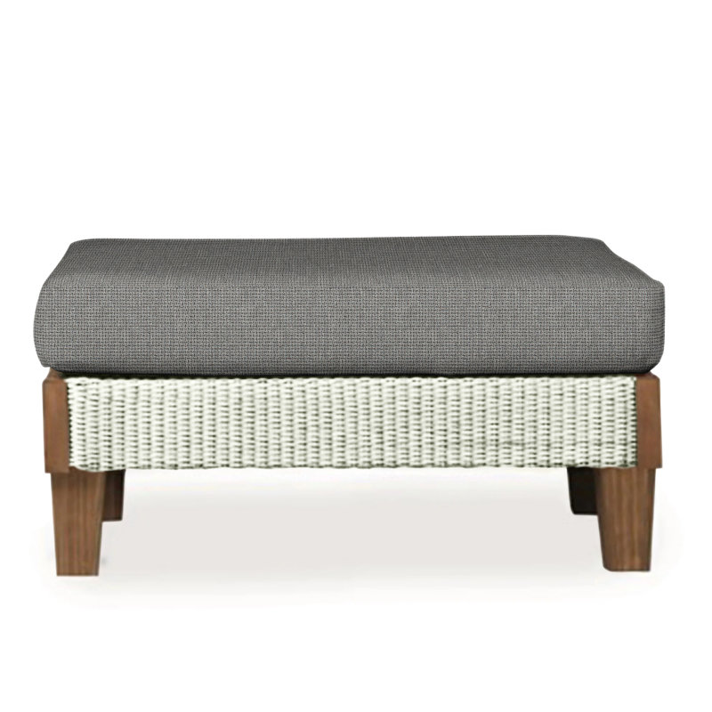 Catalina Outdoor Ottoman, Decorline Navy, Ivory