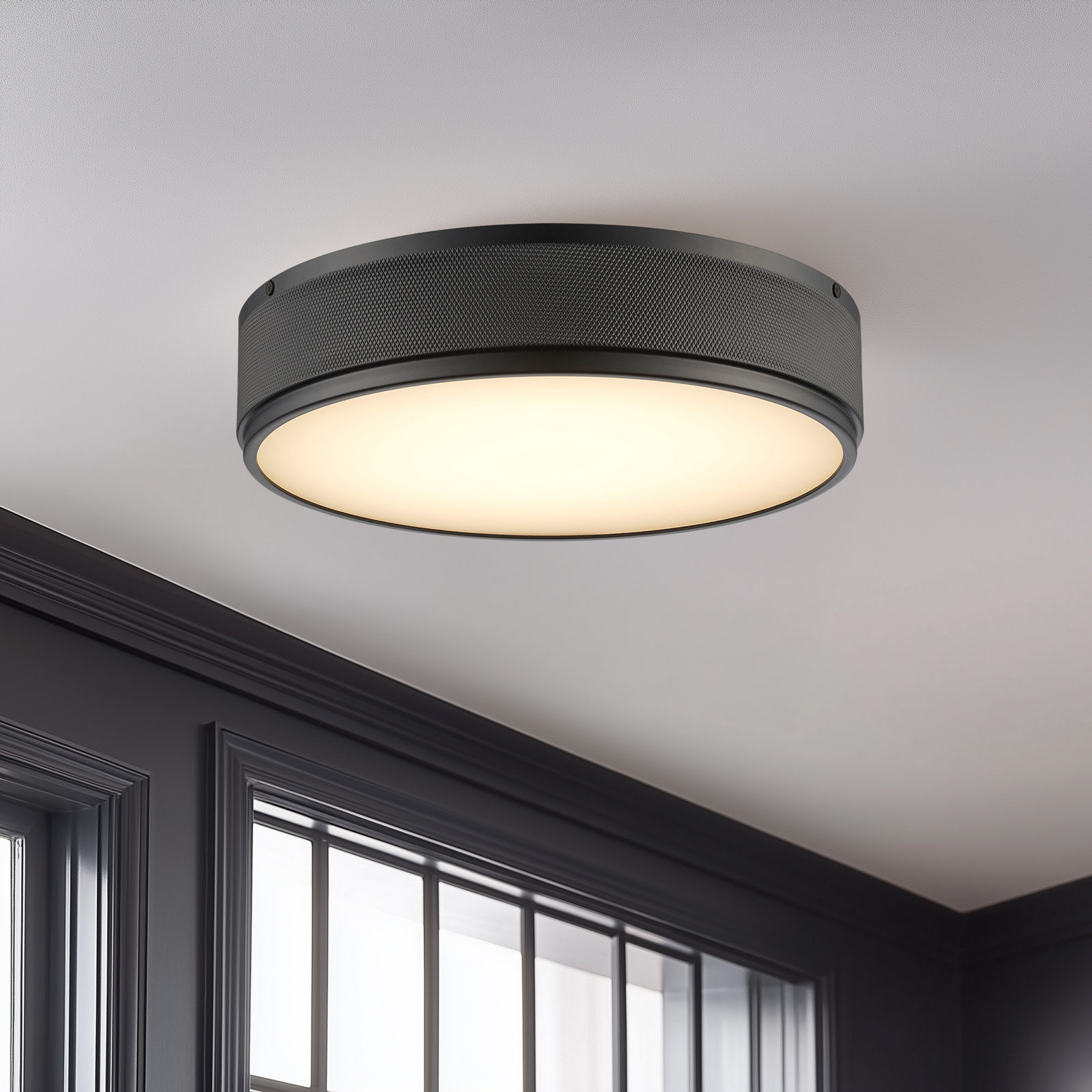 Amos Flush Mount, Black, 2.8" H x 13" W x 13" D