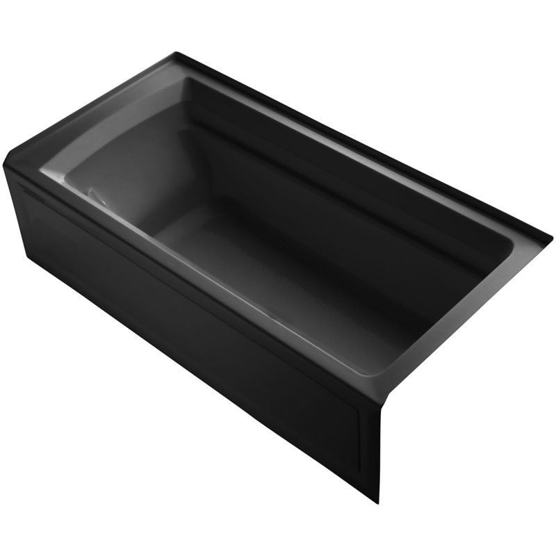 Archer 72" x 36" Soaking Bathtub, Black Black, Right