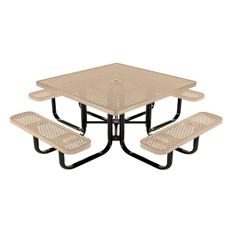 Table de pique-nique carrée de 117 cm, perforée, beige, pour enfants, 46 In, Square Childrens, Punched Steel, Tanné