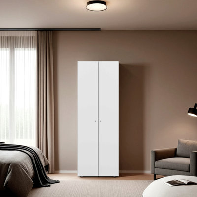 Armoire-penderie 2 portes, 4 tablettes, rangement vertical, H 66,9 po - Chambre