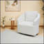 Fauteuil pivotant moderne à 360 degrés avec dossier haut, fauteuil d'appoint rembourré en velours beige pour le salon, la chambre à coucher et le bureau