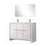 Meuble-lavabo double blanc 48 po x 20 po, comptoir en quartz, robinet en nickel brossé, miroir 43 po - résistance aux égratignures et aux taches pour une salle de bain luxueuse et durable-1841072078