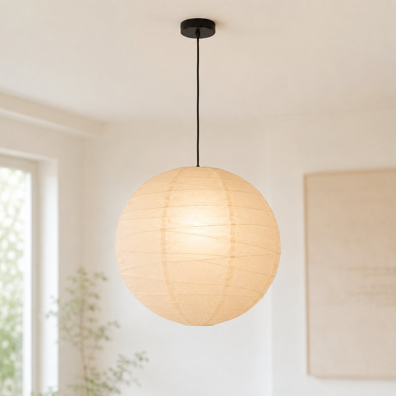 Lanternes en papier de 58 cm de large, luminaires suspendus artisanaux pour salon ou îlot de cuisine